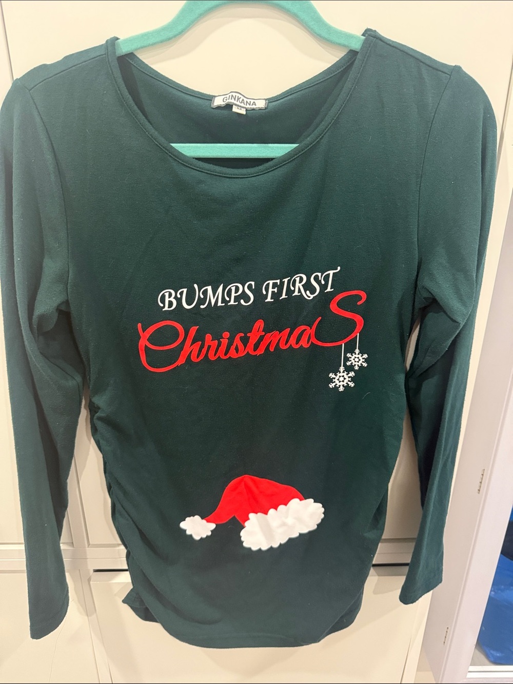 Ginkana Green "Bumps First Christmas" Maternity Top